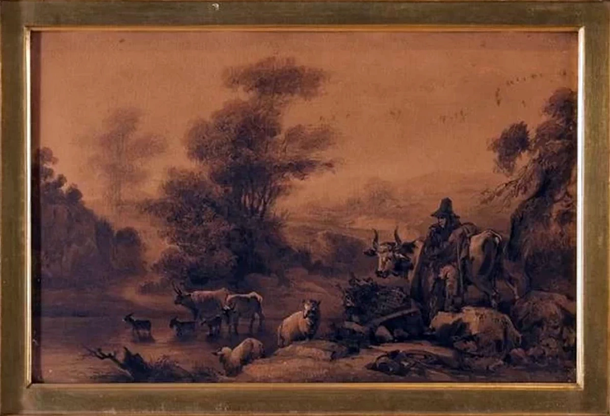 Paesaggio con scena agreste - attribuito
